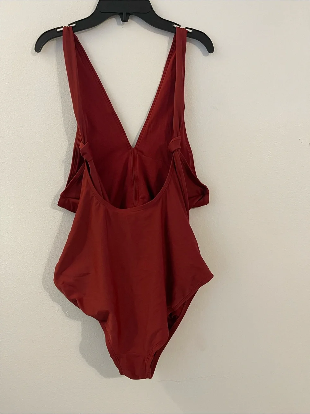 Kona Sol Deep Red One-Piece Swimsuit with V-Back